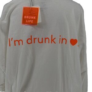 NWT Drunk Elephant Drunk Life White Long Sleeve Tee Shirt Pocket XXL Promo Merch